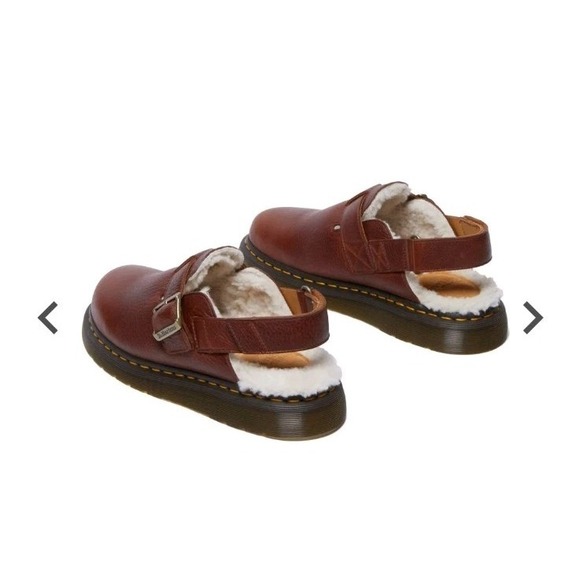 Dr. Martens Jorge II FL Faux Fur Lined Brown Leather Strap Mule WMNS 9 MENS 8 - Picture 4 of 9